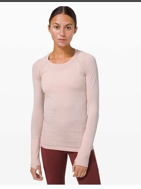 lululemon athletica Long-Sleeve Crew Neck Top in Blush Pink